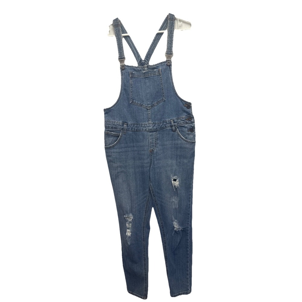 Denim & Co Dark Blue Tapered Leg Denim Dungarees UK Women's Size 10